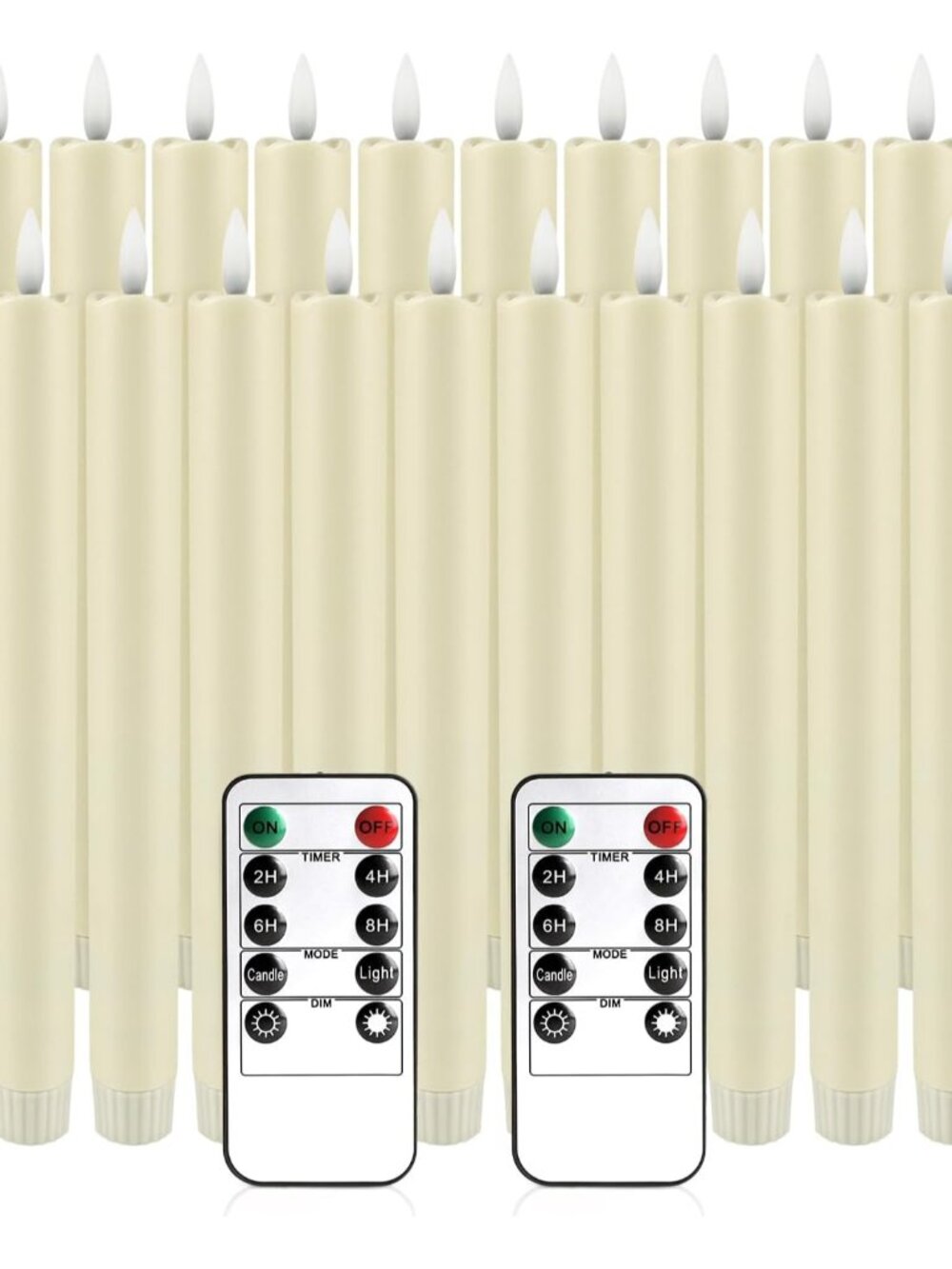 24 Pack LED Flameless Taper Candles with Timer, Dripless Fake Candlesticks with